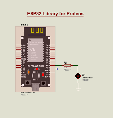 We will simulate the ESP32 board by running a Blink LED example since WiFi and BLE capabilities can't be implemented in the simulation. Design a simple circuit with an LED connected to Pin #13 of the ESP32.